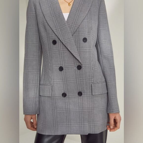 🎀 Wilfred Margaux long plaid blazer peak lapel  4 Aritzia oversized - Picture 5 of 13